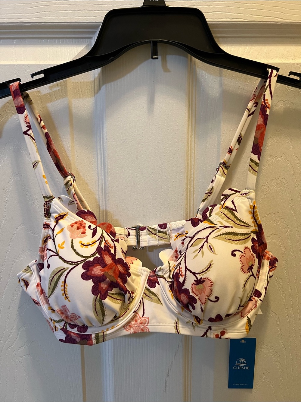 Cupshe Floral Underwire Bikini Set with Burgundy & Pink Accents- NWT - 
36c/Med - Picture 2 of 5